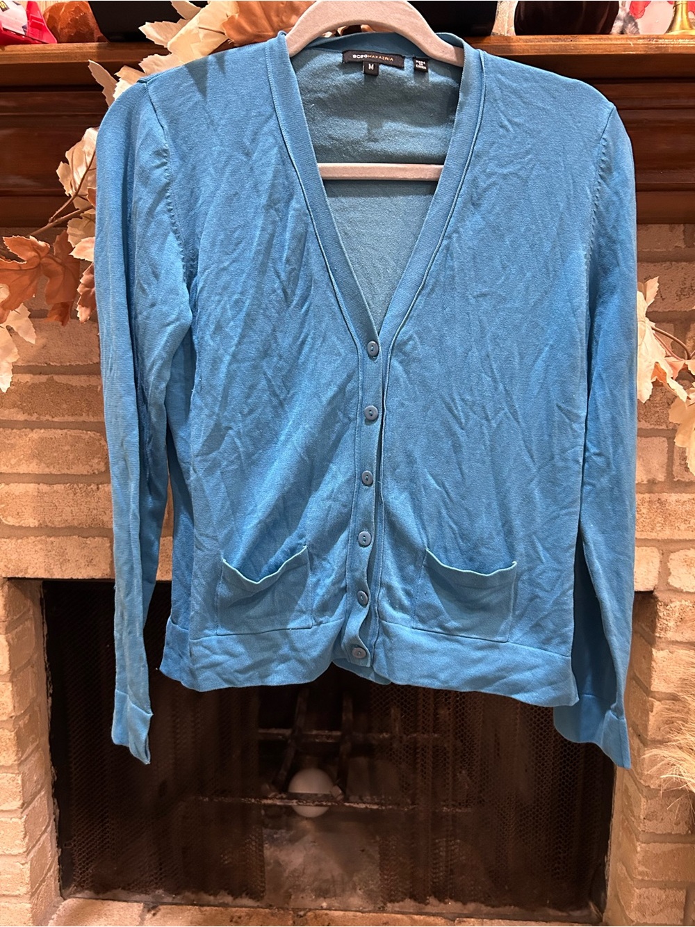 BCBGMaxAzria Turquoise Blue V-Neck Button Cardigan EUC